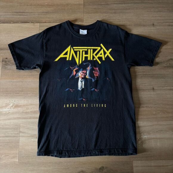 Y2K Anthrax Among The Living Black Concert Shirt Size Medium Official Band Merch - Picture 1 of 4